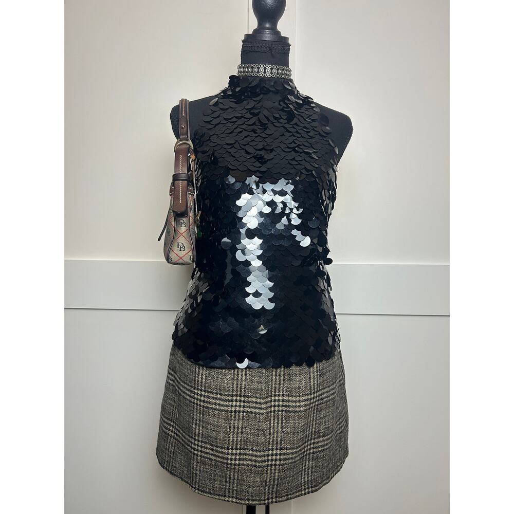 JS Boutique Black Mermaid Sequin Halter Top Y2K It Girl Night Out M